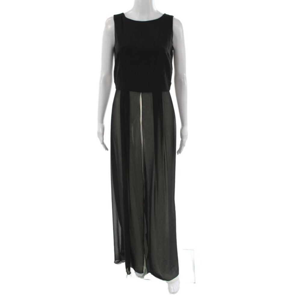 D. Exterior Womens Sleeveless Black Jumpsuit Round Neck Polyester Size 42